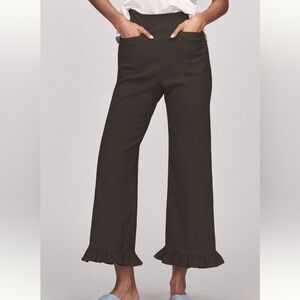Anthropologie COLETTE Cropped Wide-Leg Pants Maeve Magic Fabric Ruffle Hem